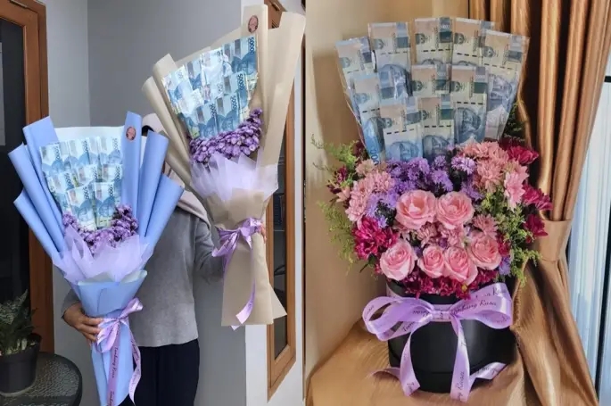 Buket Bunga Uang - hadiah pernikahan untuk kakak